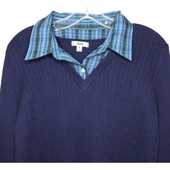 Izod Cable Knit Collared Sweater - Picture 2 of 10